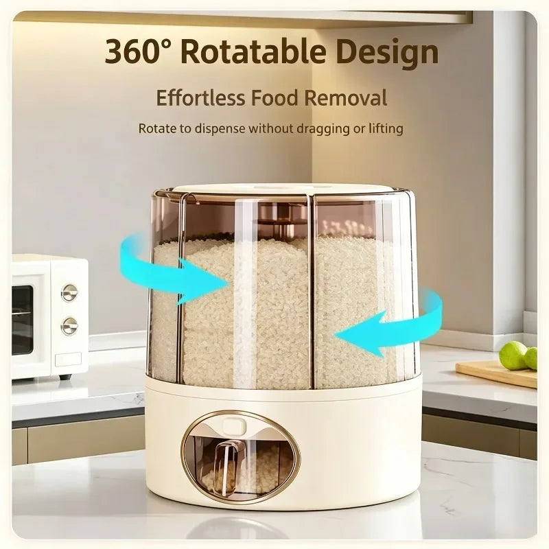 360° Rotating 6-Grid Grain & Cereal Dispenser