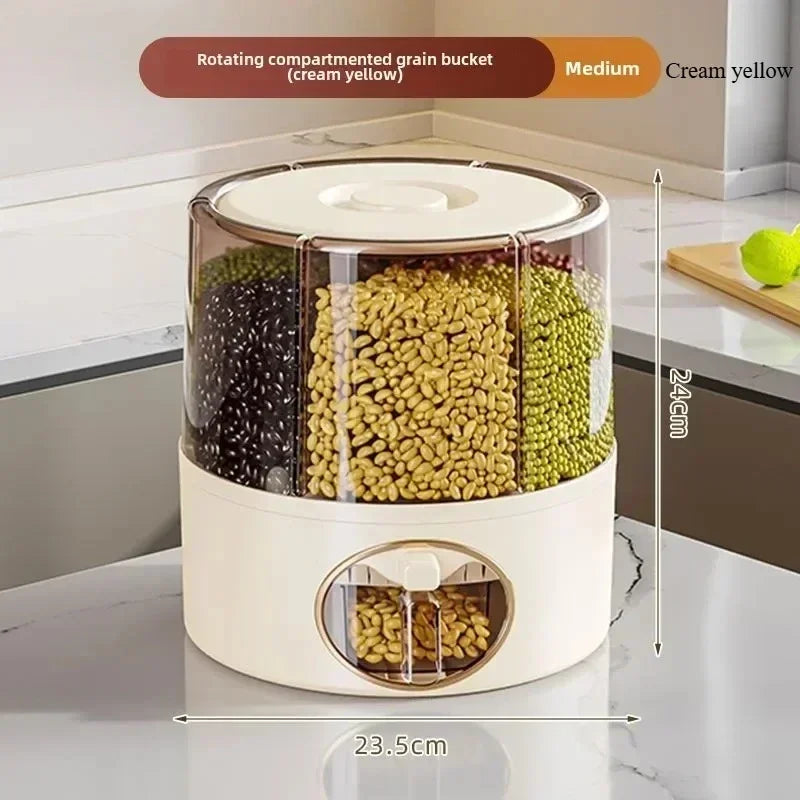 360° Rotating 6-Grid Grain & Cereal Dispenser