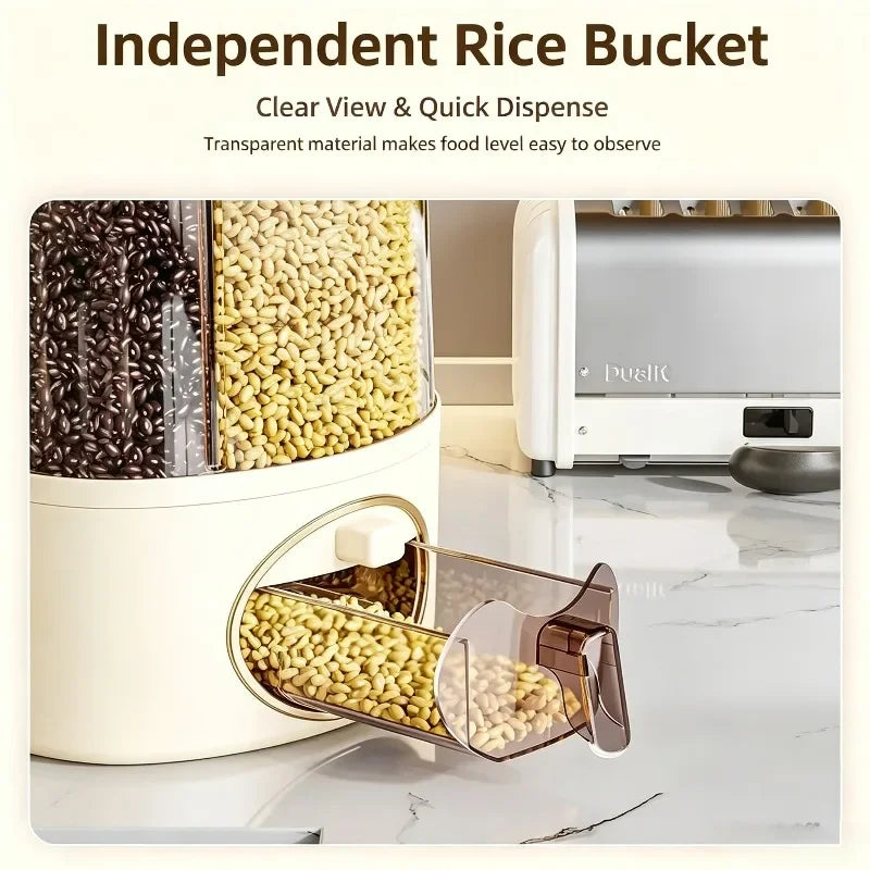 360° Rotating 6-Grid Grain & Cereal Dispenser