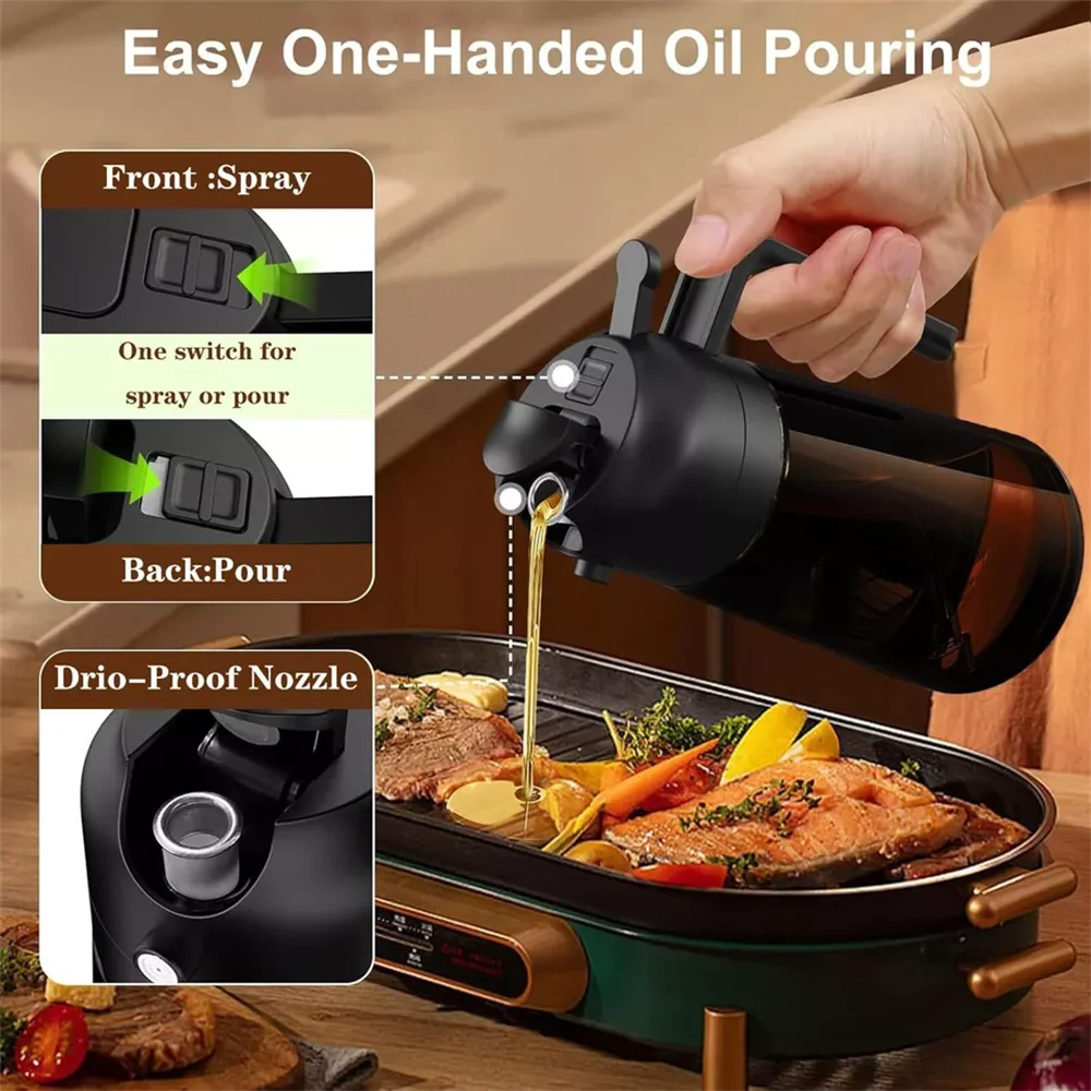 2-in-1 Leakproof Glass Oil Sprayer & Dispenser