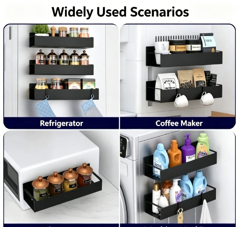 Premium Magnetic Storage Shelf & Spice Rack Set (2-Piece)