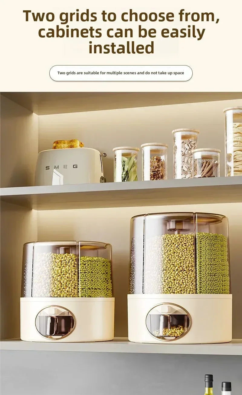 360° Rotating 6-Grid Grain & Cereal Dispenser