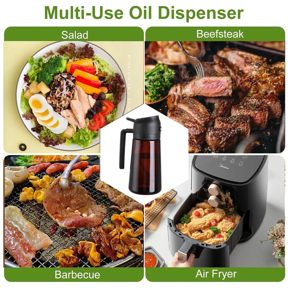 2-in-1 Leakproof Glass Oil Sprayer & Dispenser