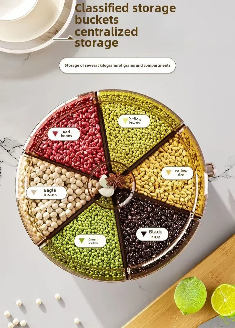 360° Rotating 6-Grid Grain & Cereal Dispenser