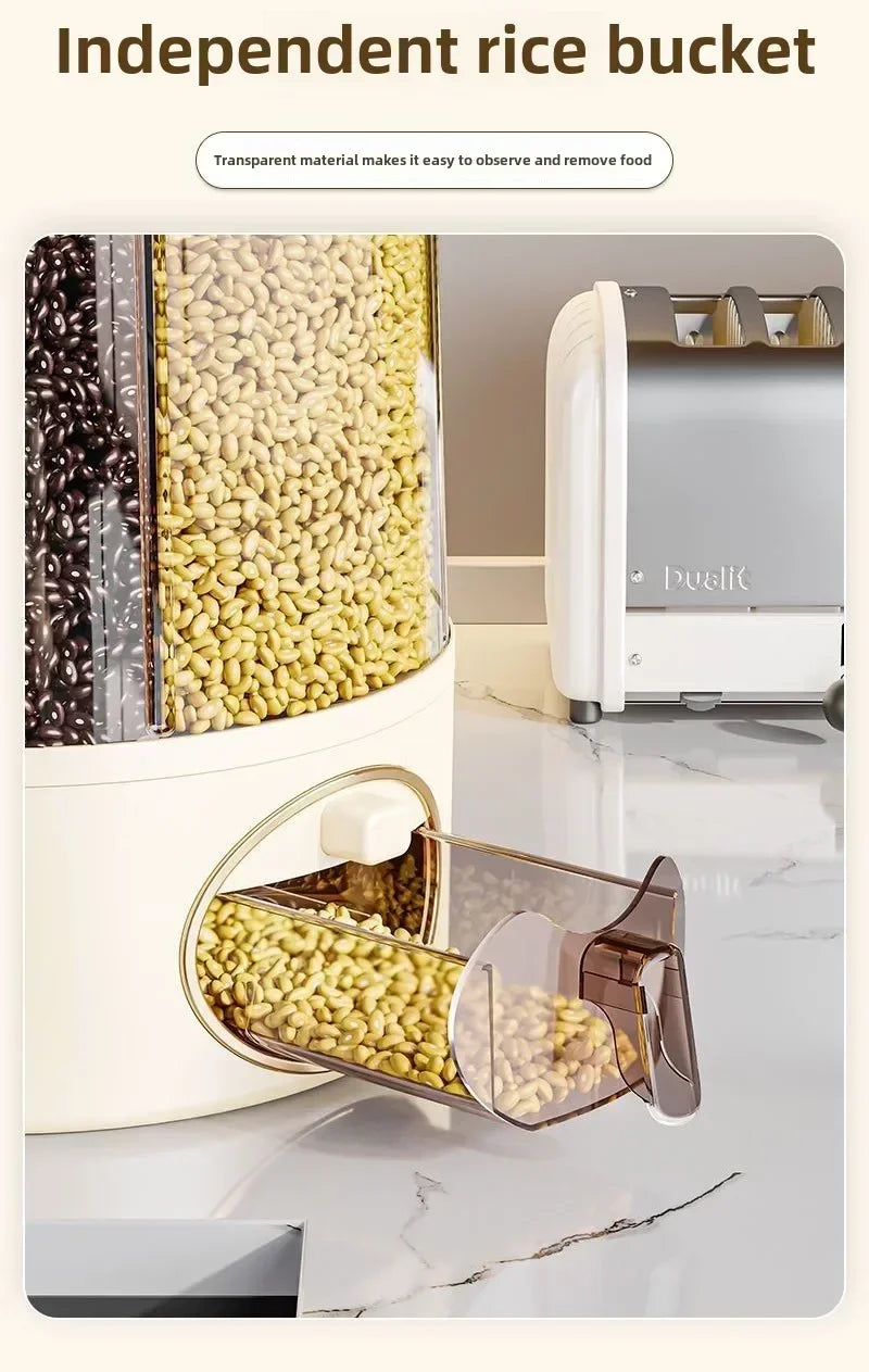 360° Rotating 6-Grid Grain & Cereal Dispenser